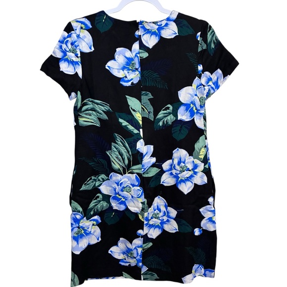 Banana Republic Black Linen Tunic Dress with Blue Floral Print - Picture 3 of 10